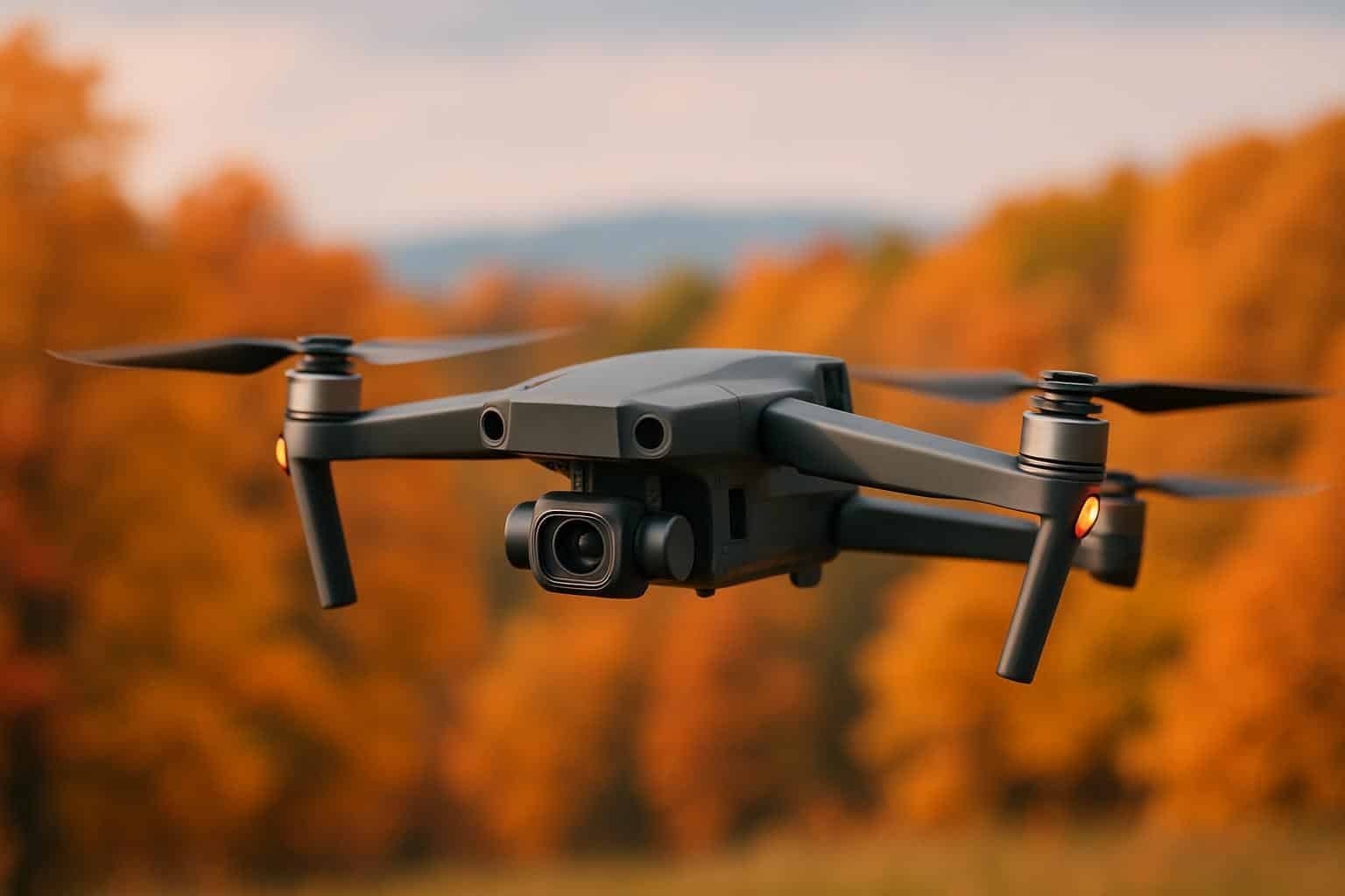 Camera drone flying over landscape showcasing best drone deals