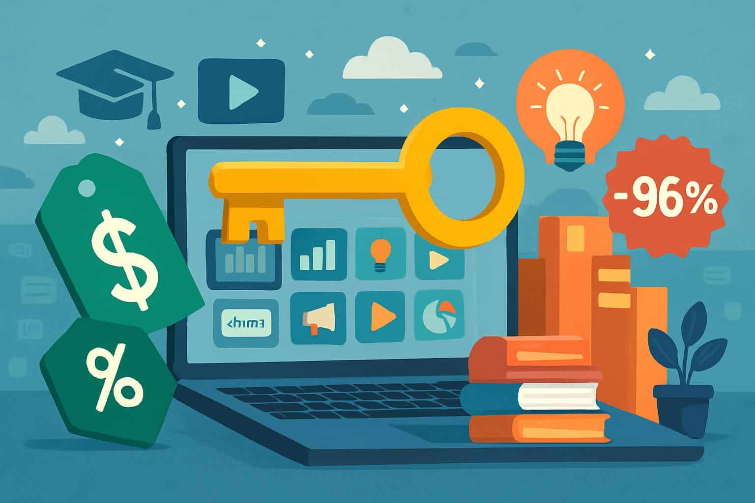 One-time payment for access to 1,000+ online courses at 96% off
