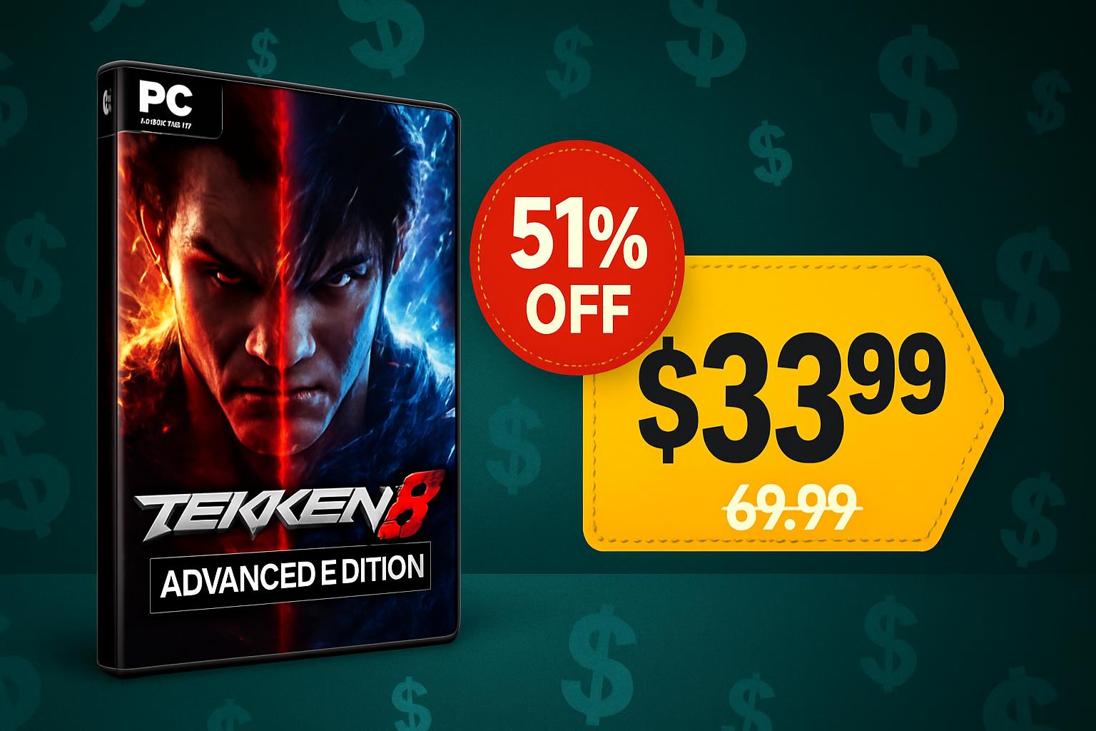 Tekken 8 Advanced Edition sale banner showing 51% off discount