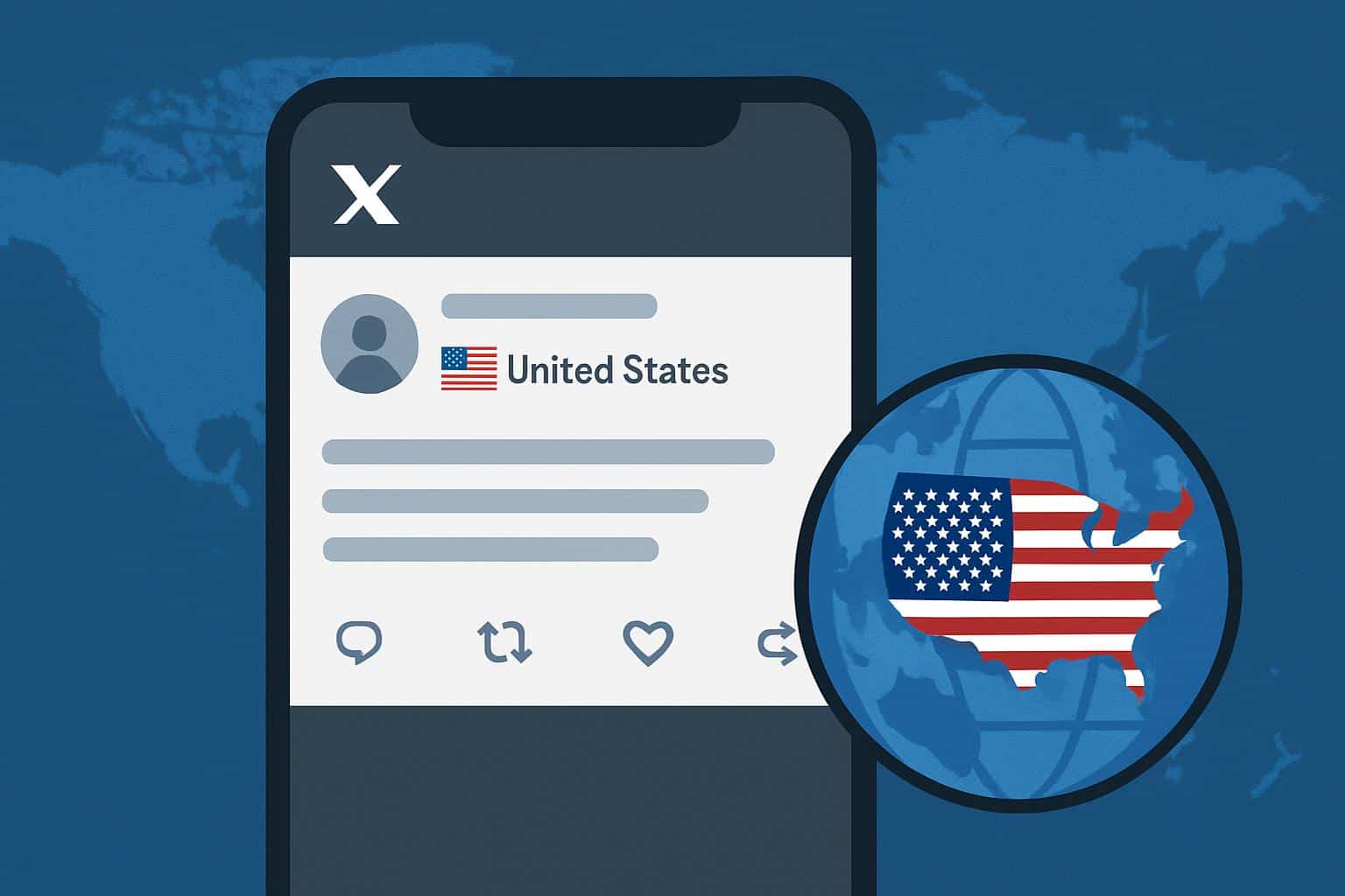 X (formerly Twitter) displays country labels on posts, with map and geotag