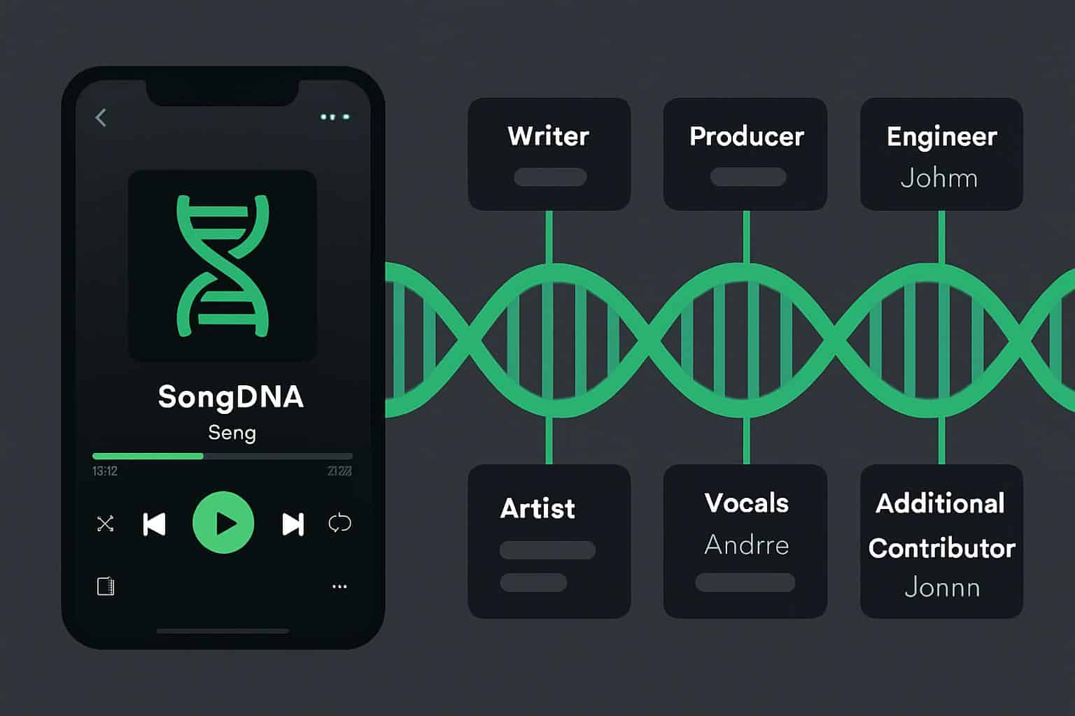 Spotify SongDNA feature showcasing track analytics and audio insights for music discovery