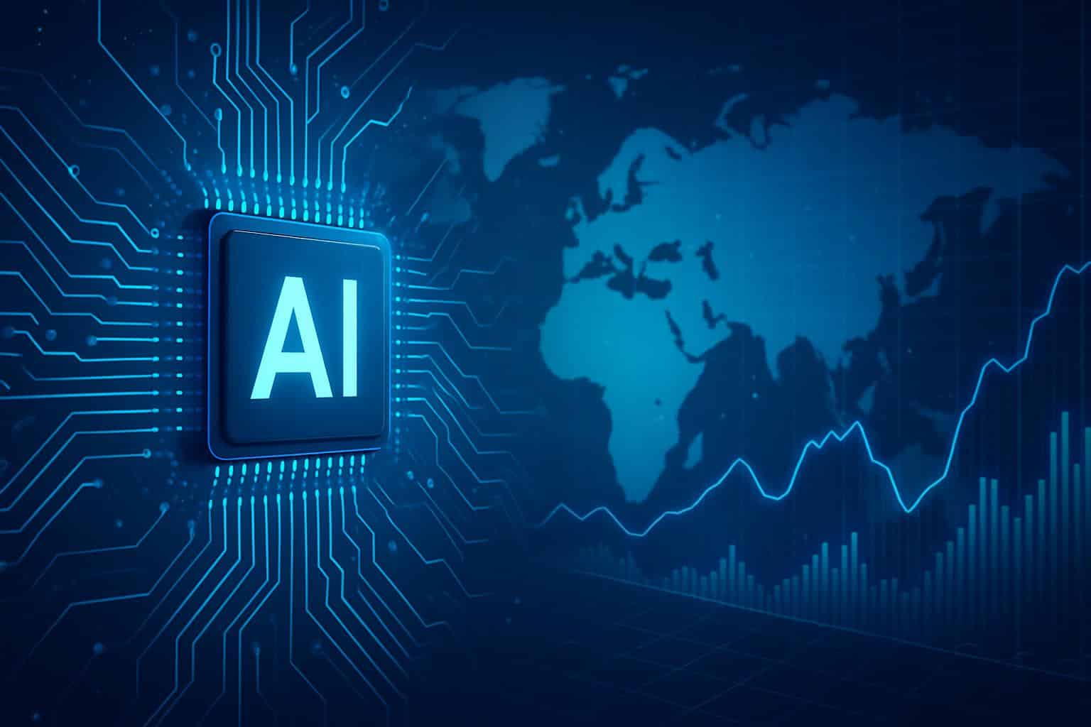 World map with AI icons highlighting AI sentiment unease in 25 countries