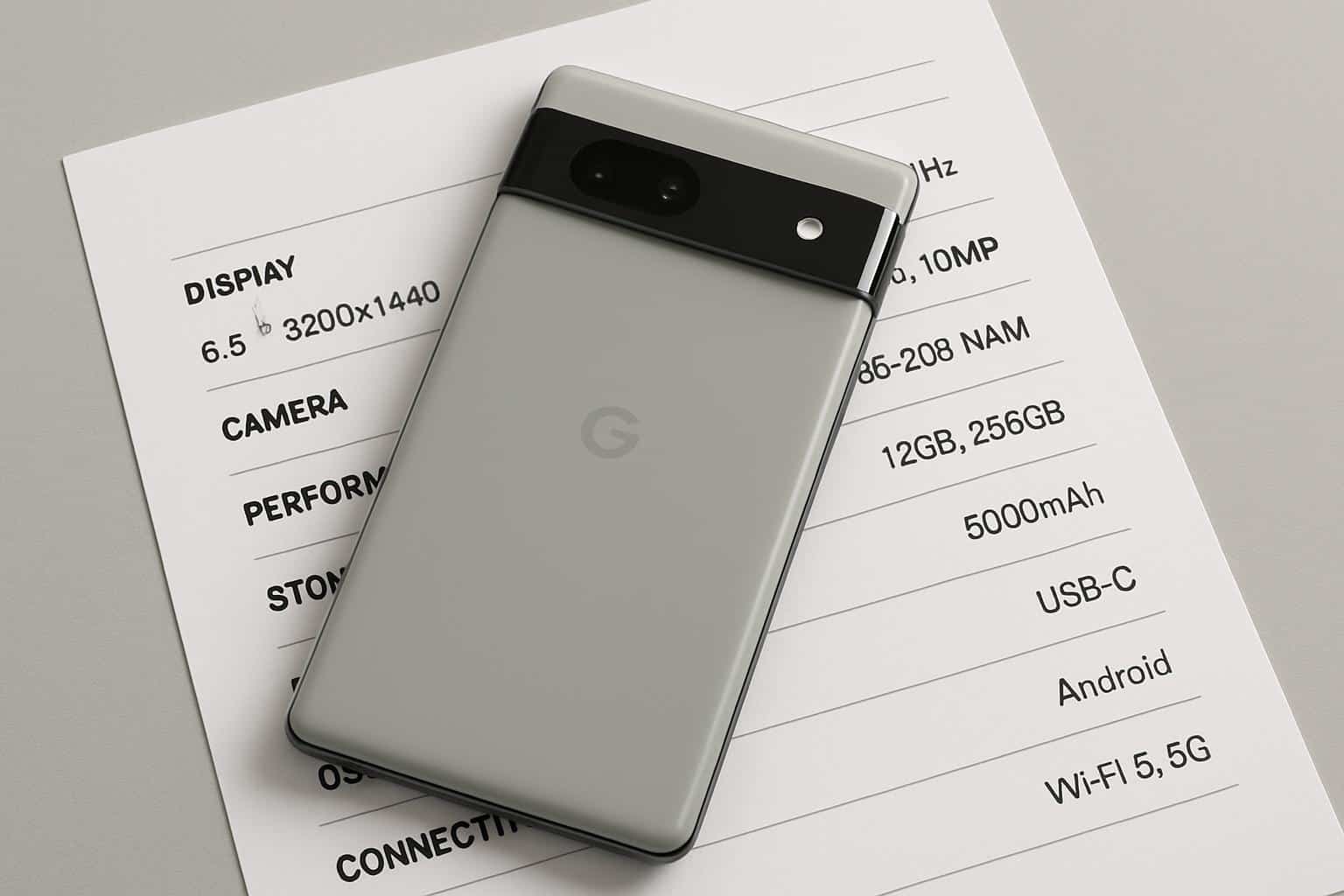Google Pixel smartphone highlighting software and AI camera experience over raw spec sheets