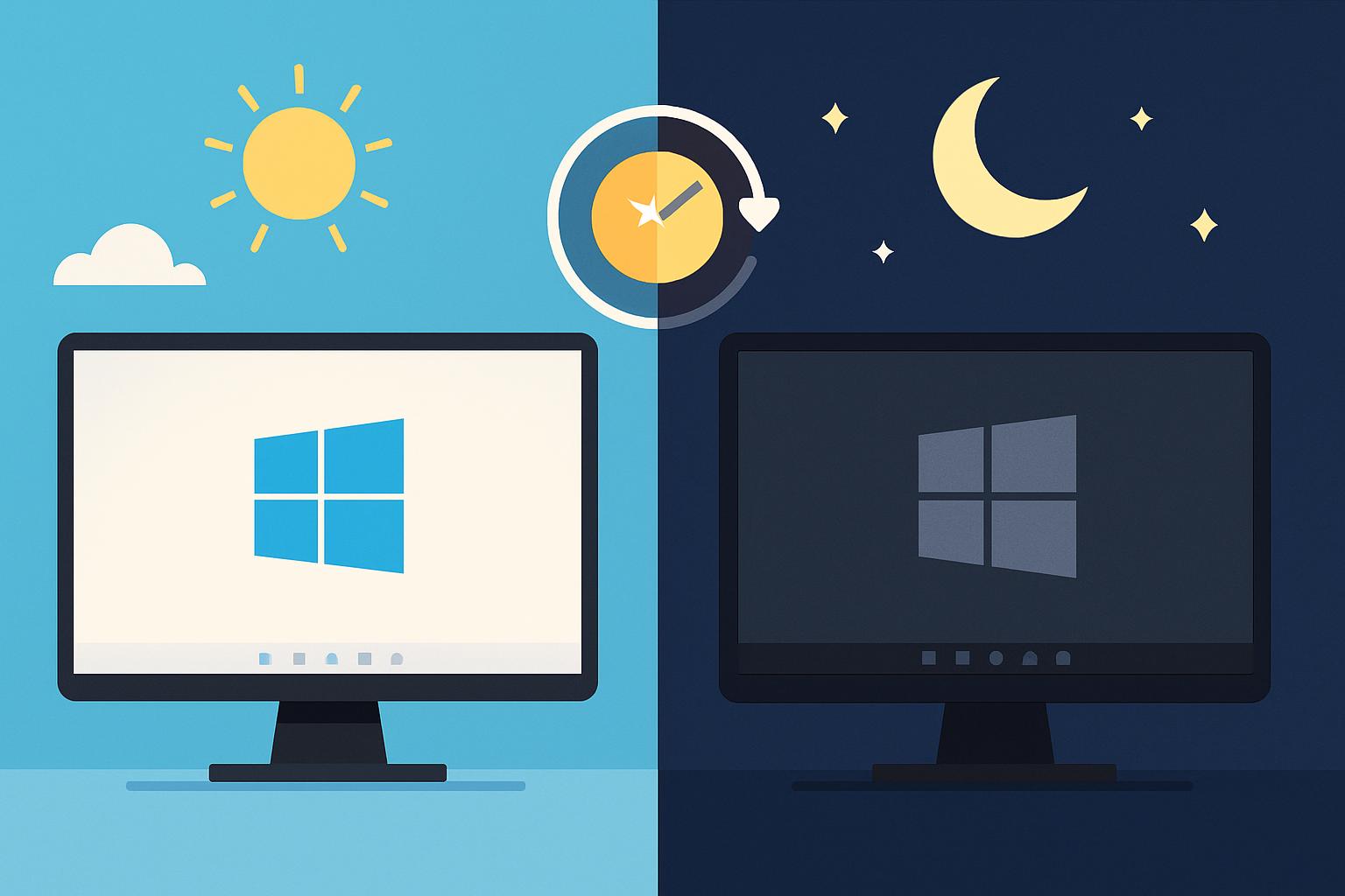 Windows 11 theme settings with automatic light and dark mode toggle