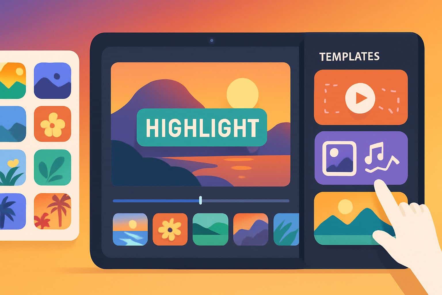 Google Photos AI-powered highlight video templates in the app editor interface