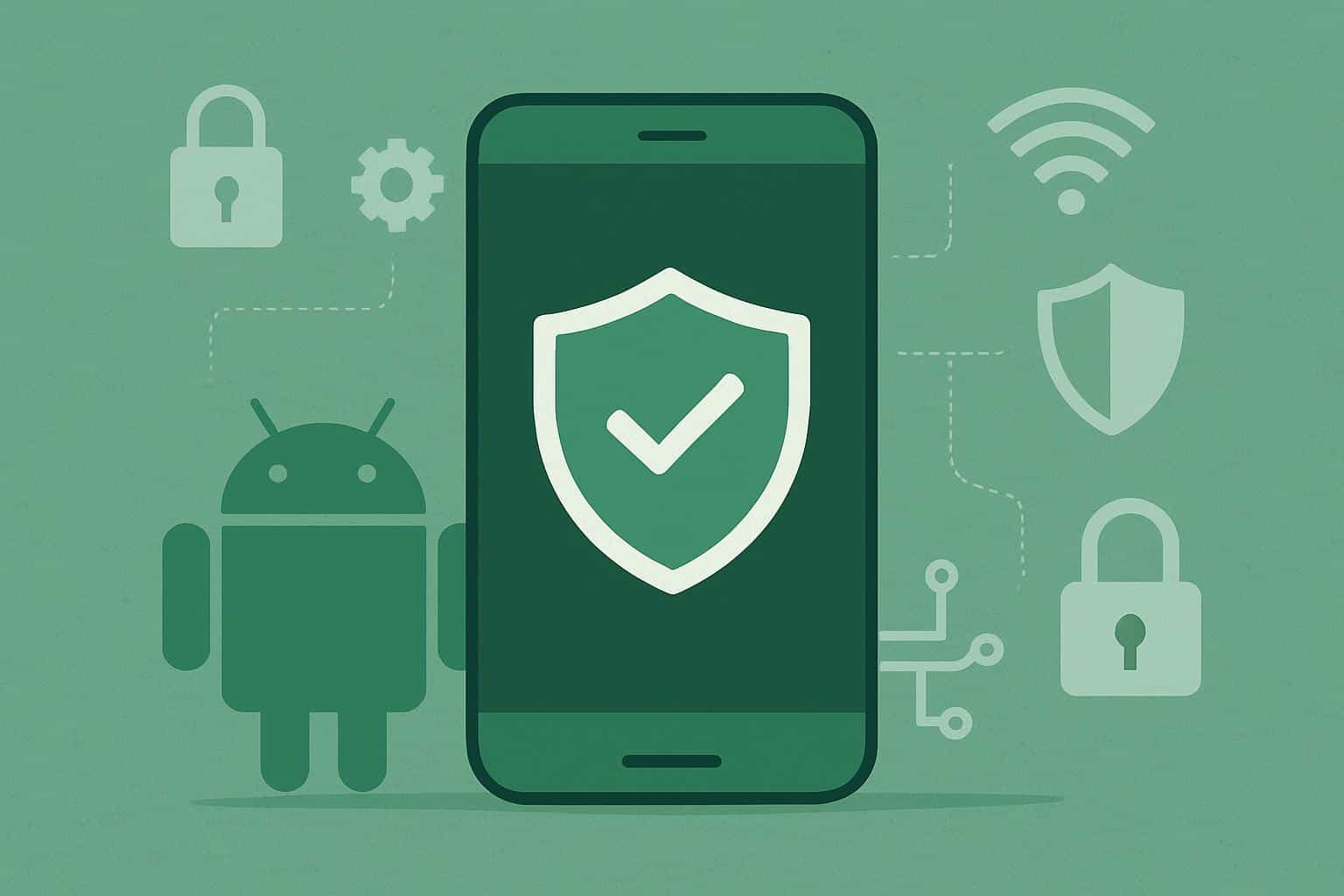 Android 16 security upgrades on smartphone settings screen with lock icon