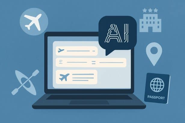 Kayak AI Mode travel search and booking interface on the Kayak app