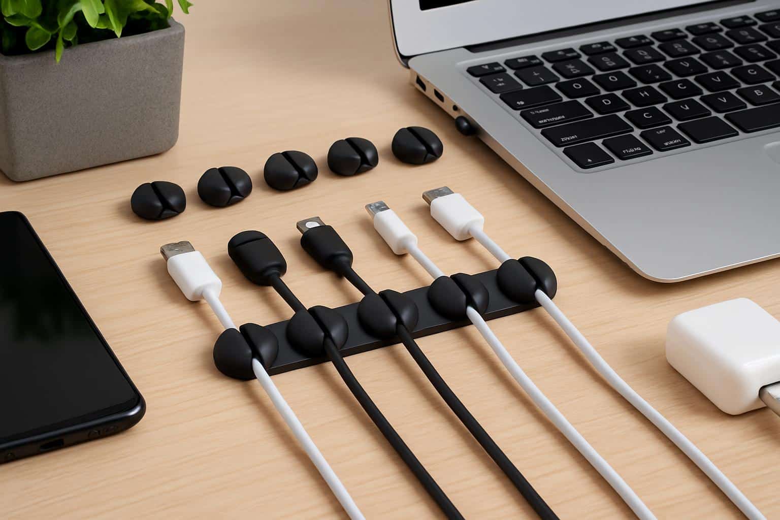 Magnetic cable clips tame desk clutter by organizing cords for .99