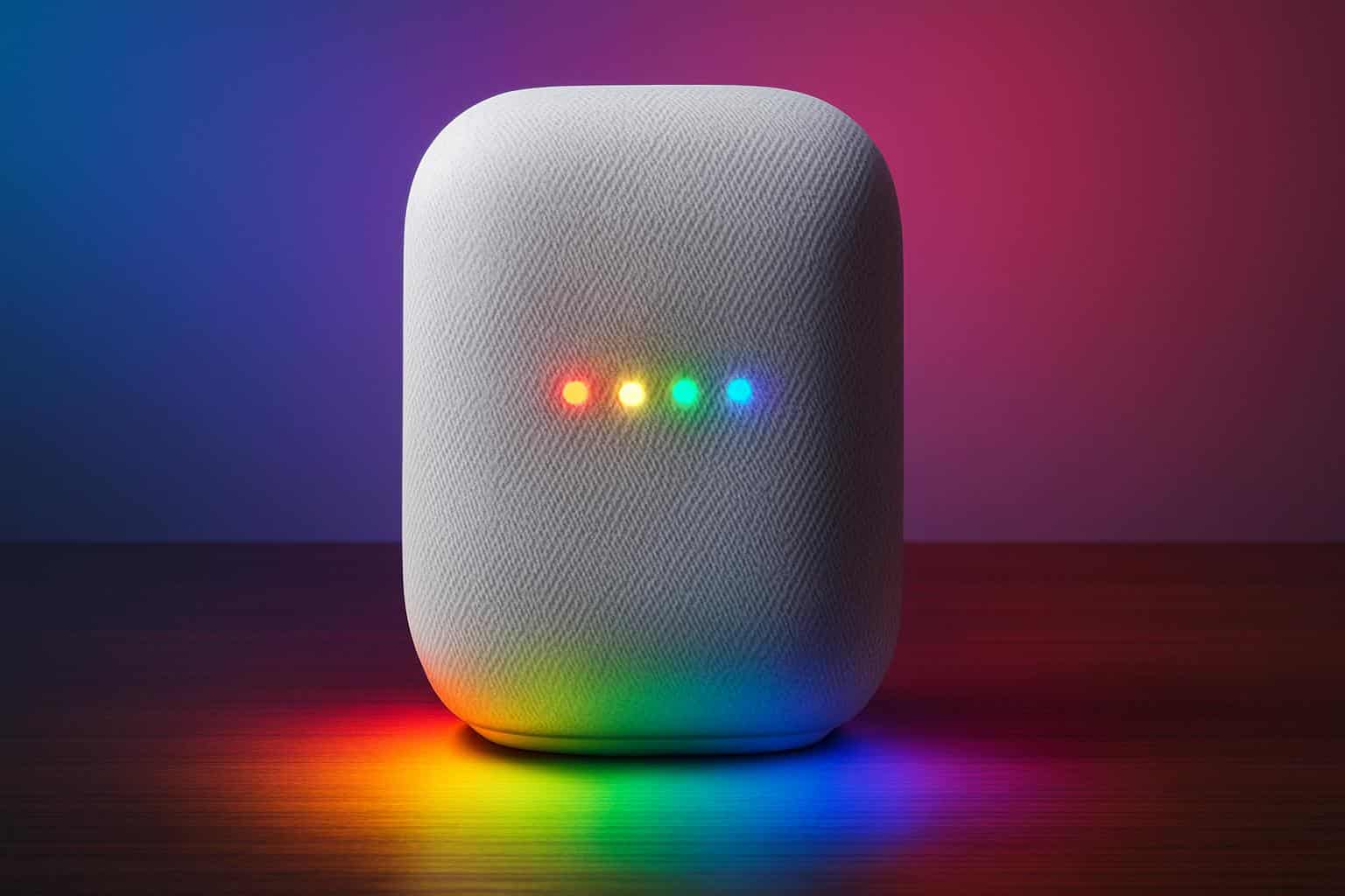 Google Nest speakers with new rainbow LED light animations