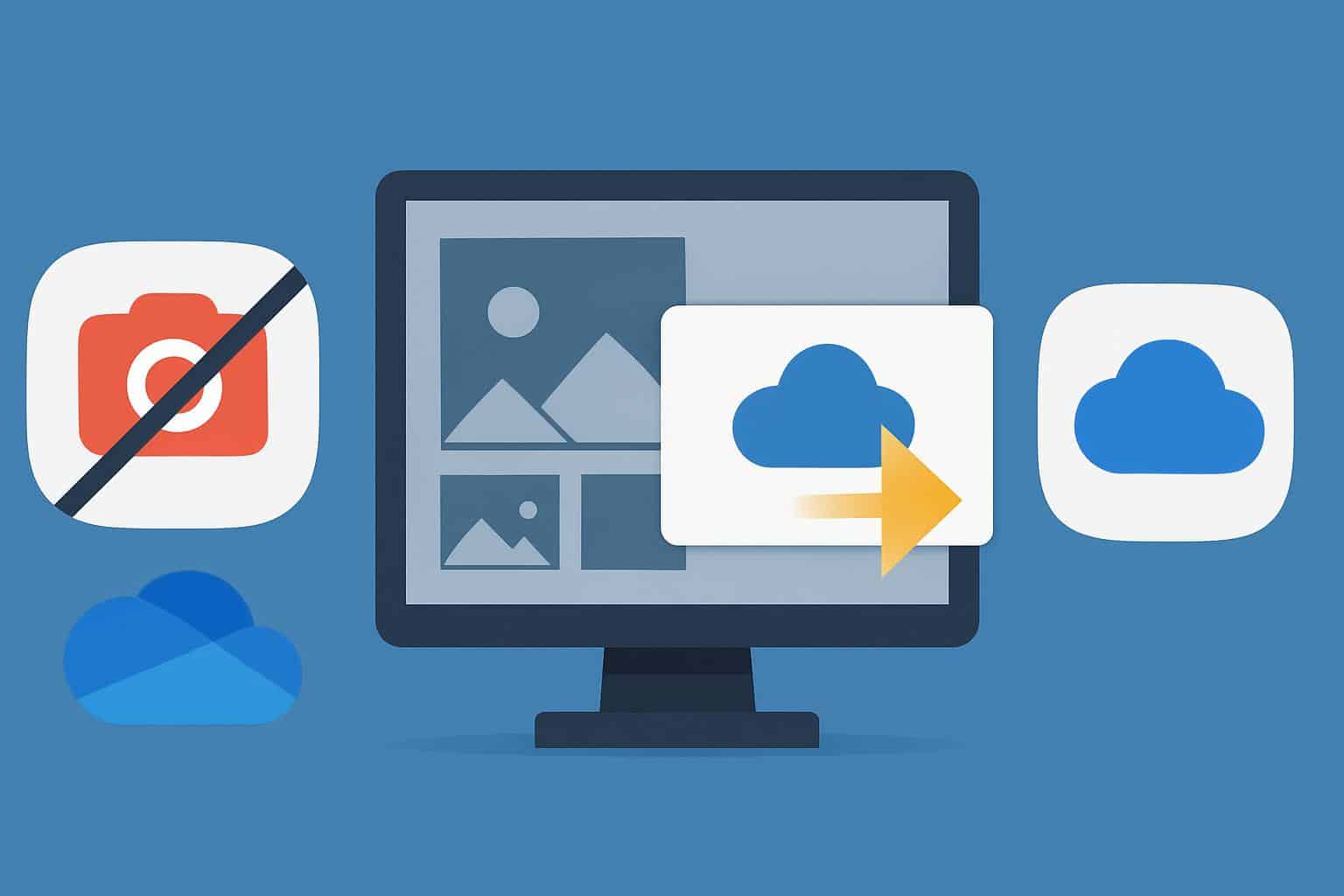 Samsung Gallery and OneDrive logos, photo backup sync discontinued