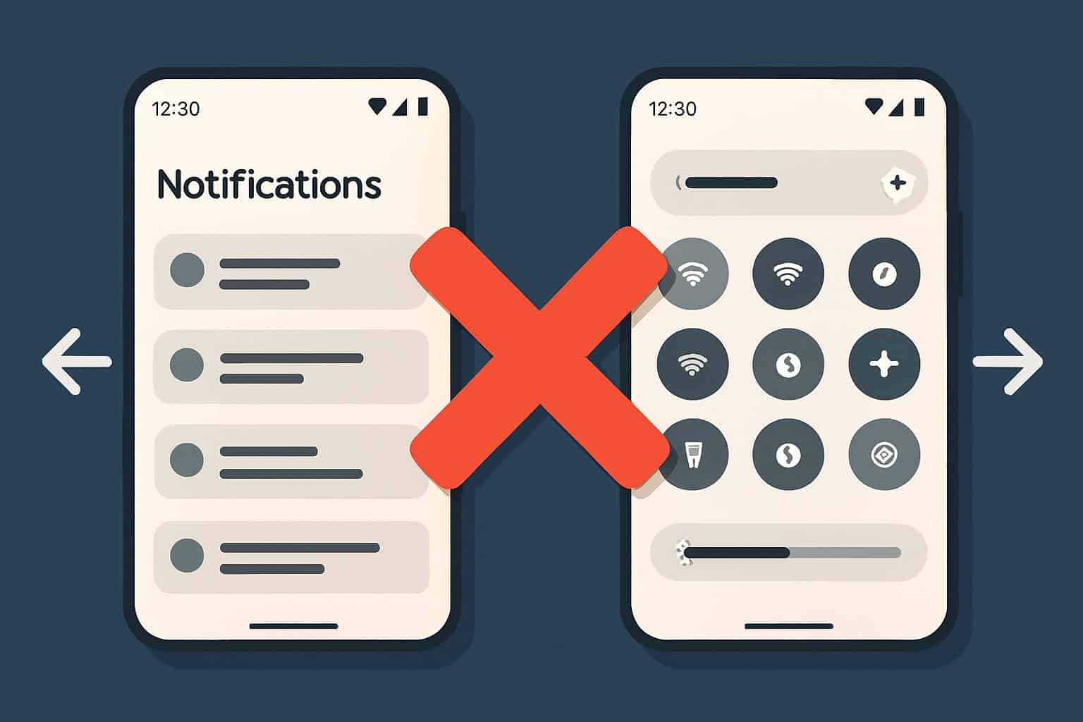 Android phone screen showing split notifications cluttering the notification shade
