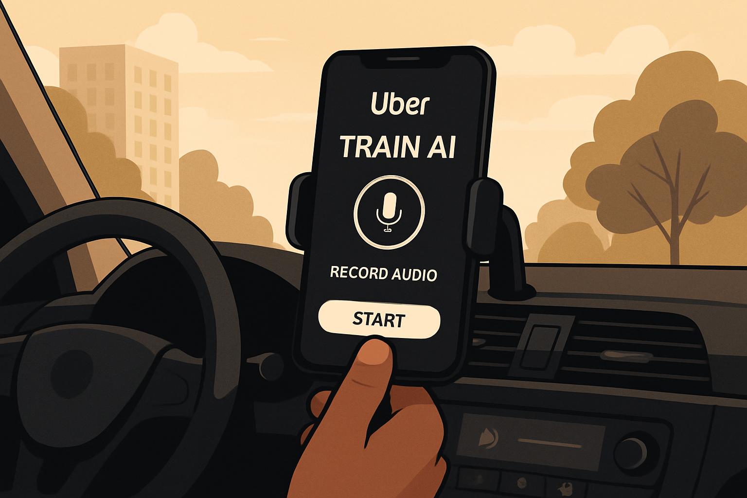 Uber driver earning extra money by training AI on phone during downtime between rides