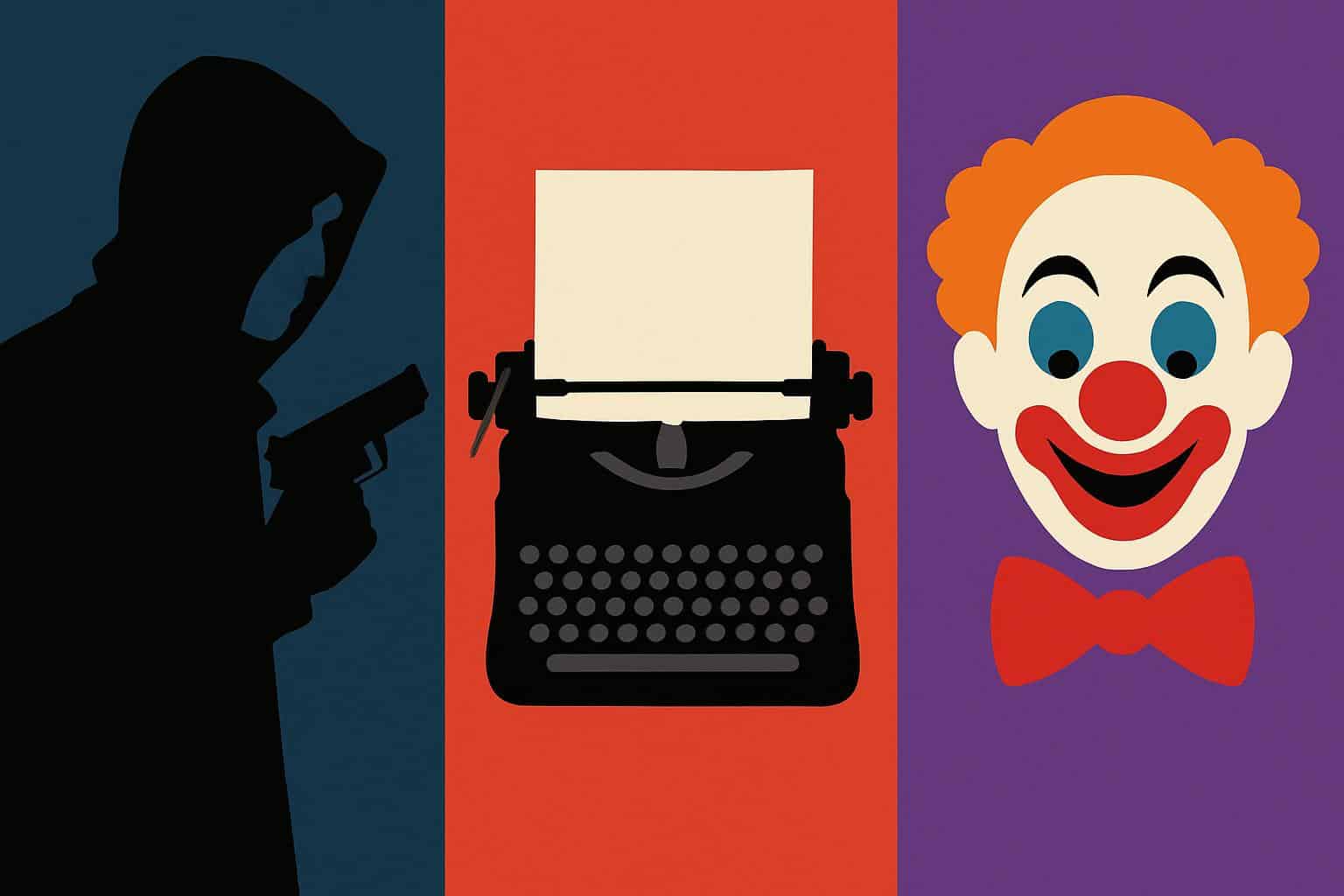 Collage of Max shows featuring assassins, journalists, and clowns