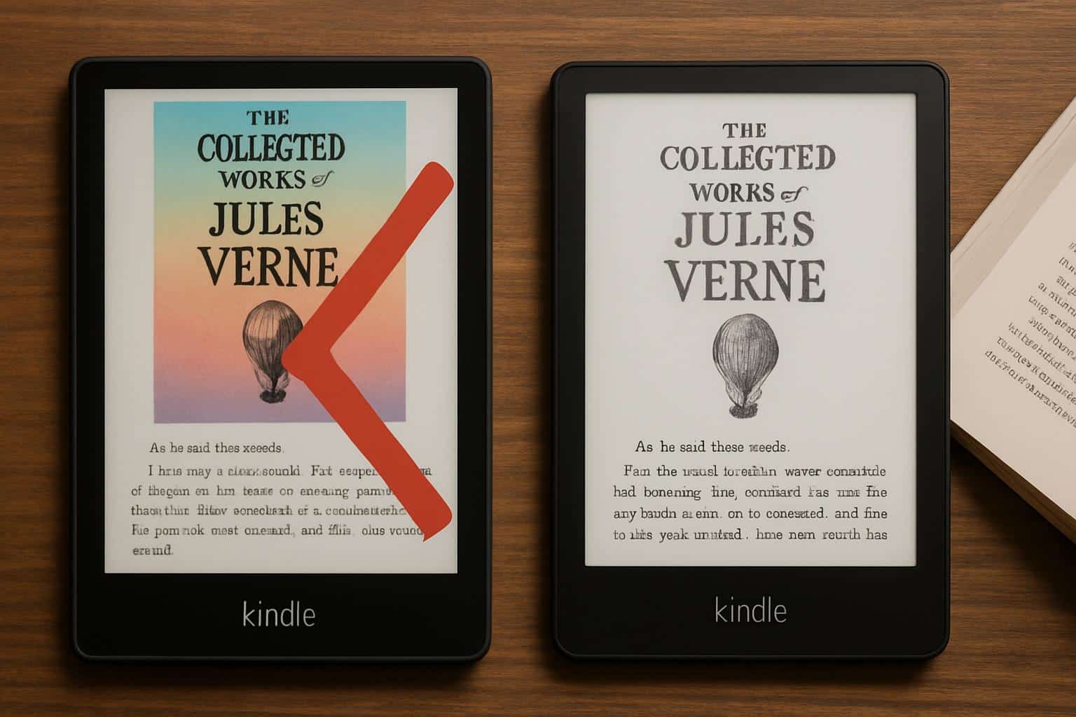 Kindle displaying Colorsoft interface, inadequate for serious reading