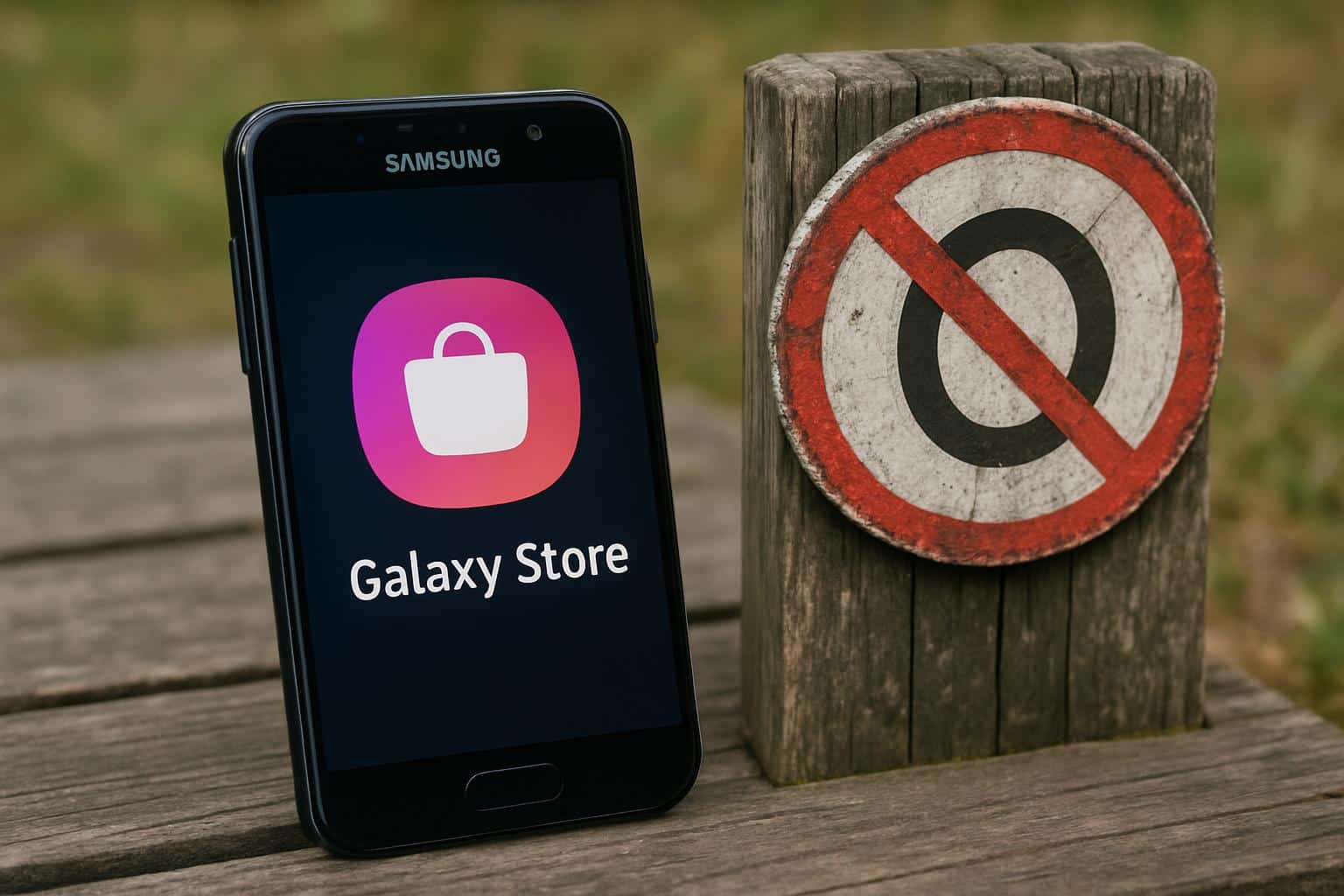 Samsung Galaxy Store app icon on Galaxy phone, calls to retire Samsung's app store