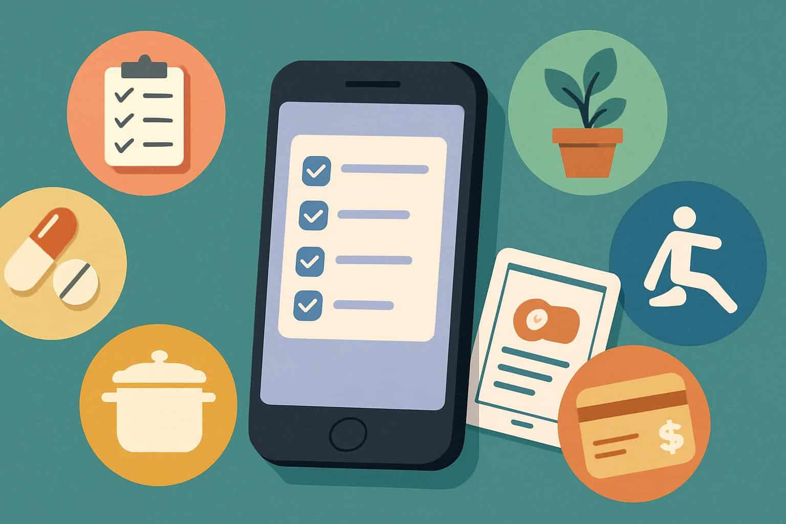 Smartphone screen with six free apps you need to download today