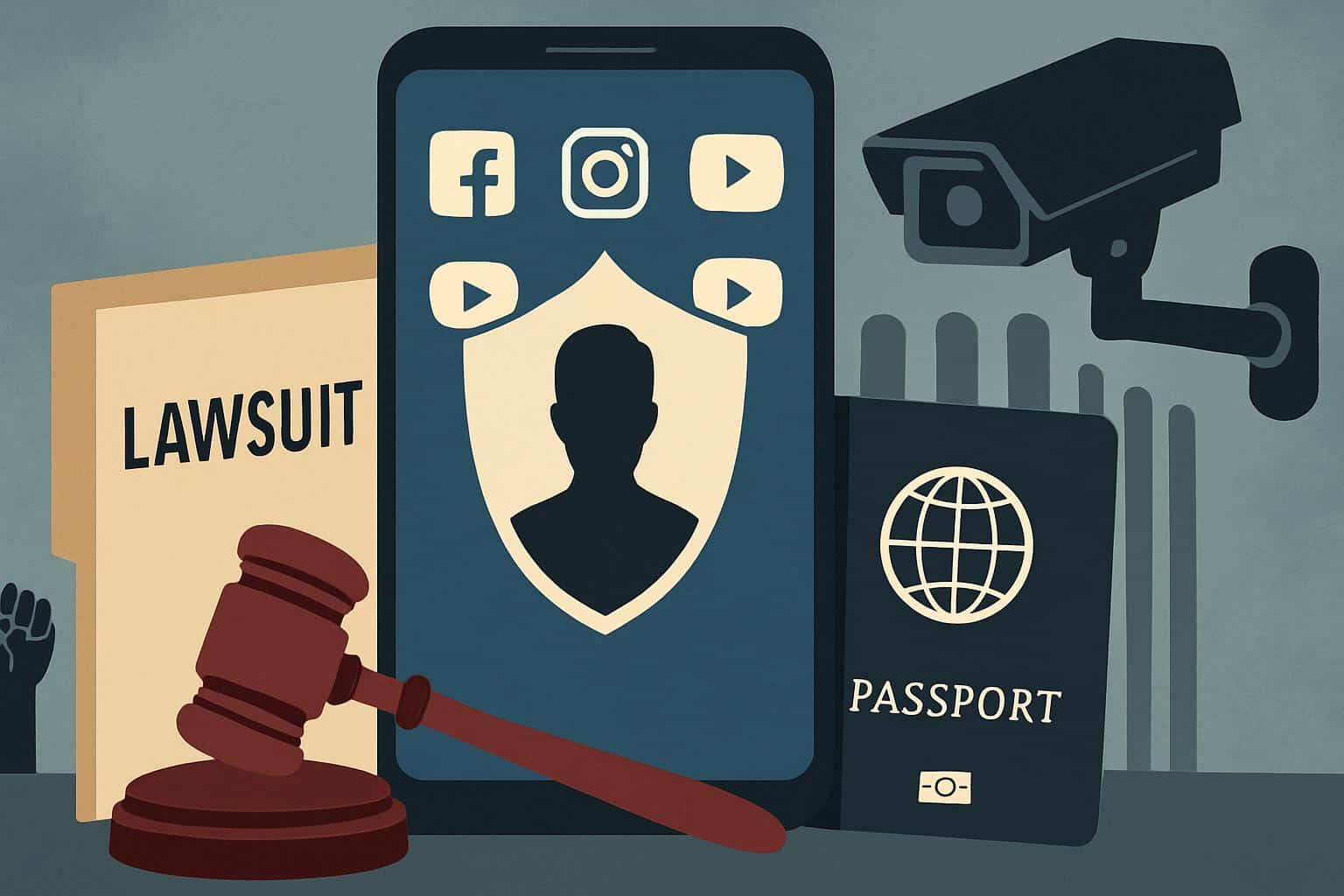 Unions sue over social media screening of visa holders, gavel over passport and app icons