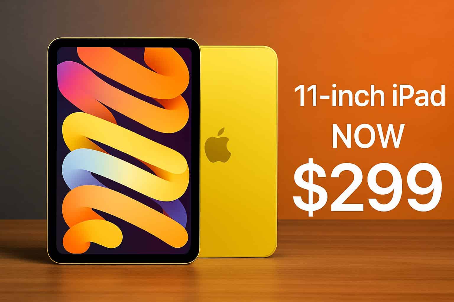 Yellow 11-inch Apple iPad on sale for 9