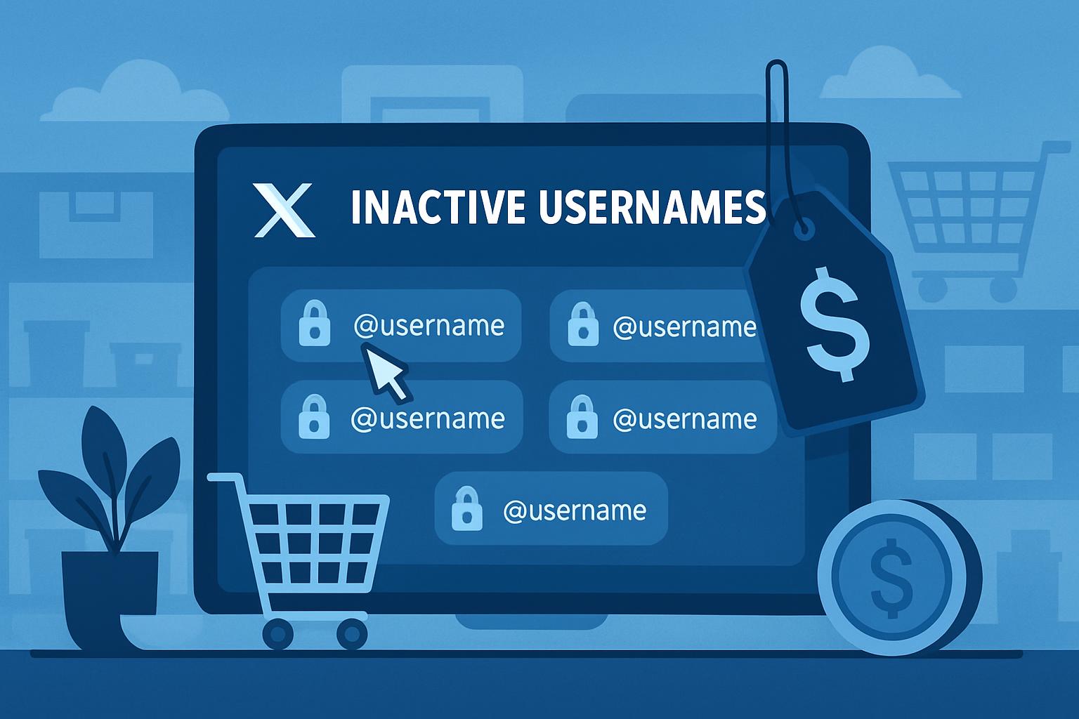X (Twitter) logo with marketplace for inactive @handles for subscribers