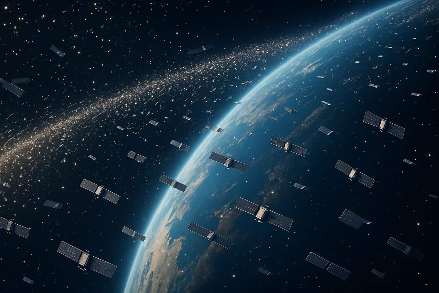 Starlink constellation around Earth as SpaceX passes 10,000 satellites in orbit