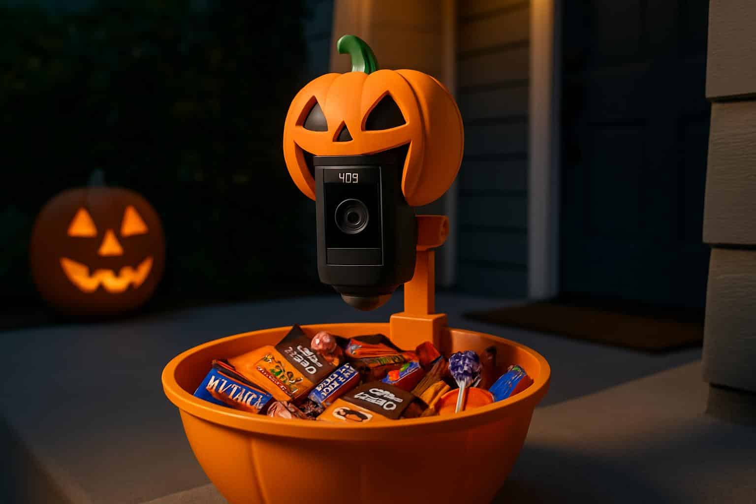 Candy Cam smart home security camera mounted beside a front door
