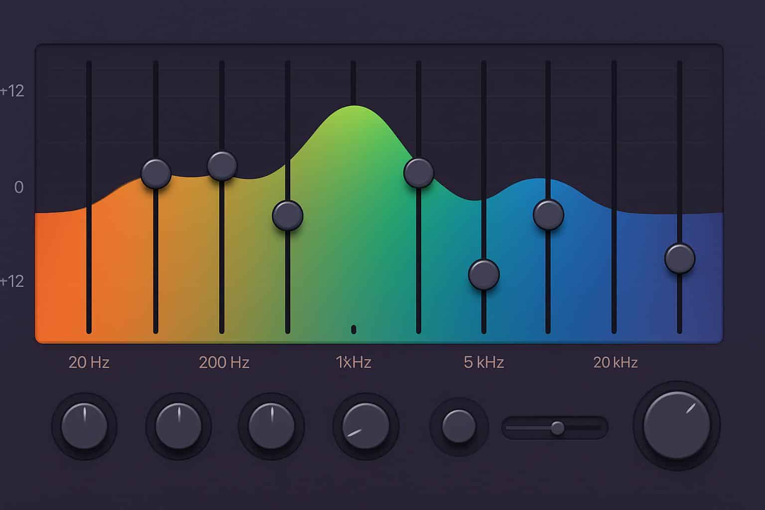 Graphic equalizer frequency bands showing EQ gain changes
