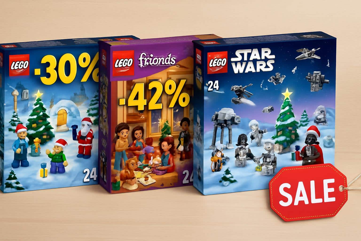 LEGO Advent Calendar deals up to 42% off, holiday boxes and discount tags