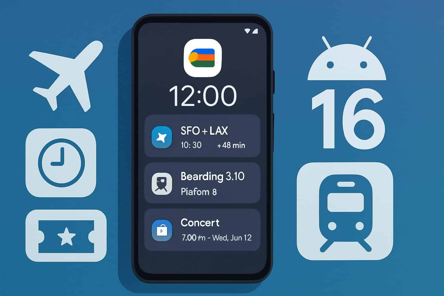 Google Wallet app on Android 16 showing Live Updates support