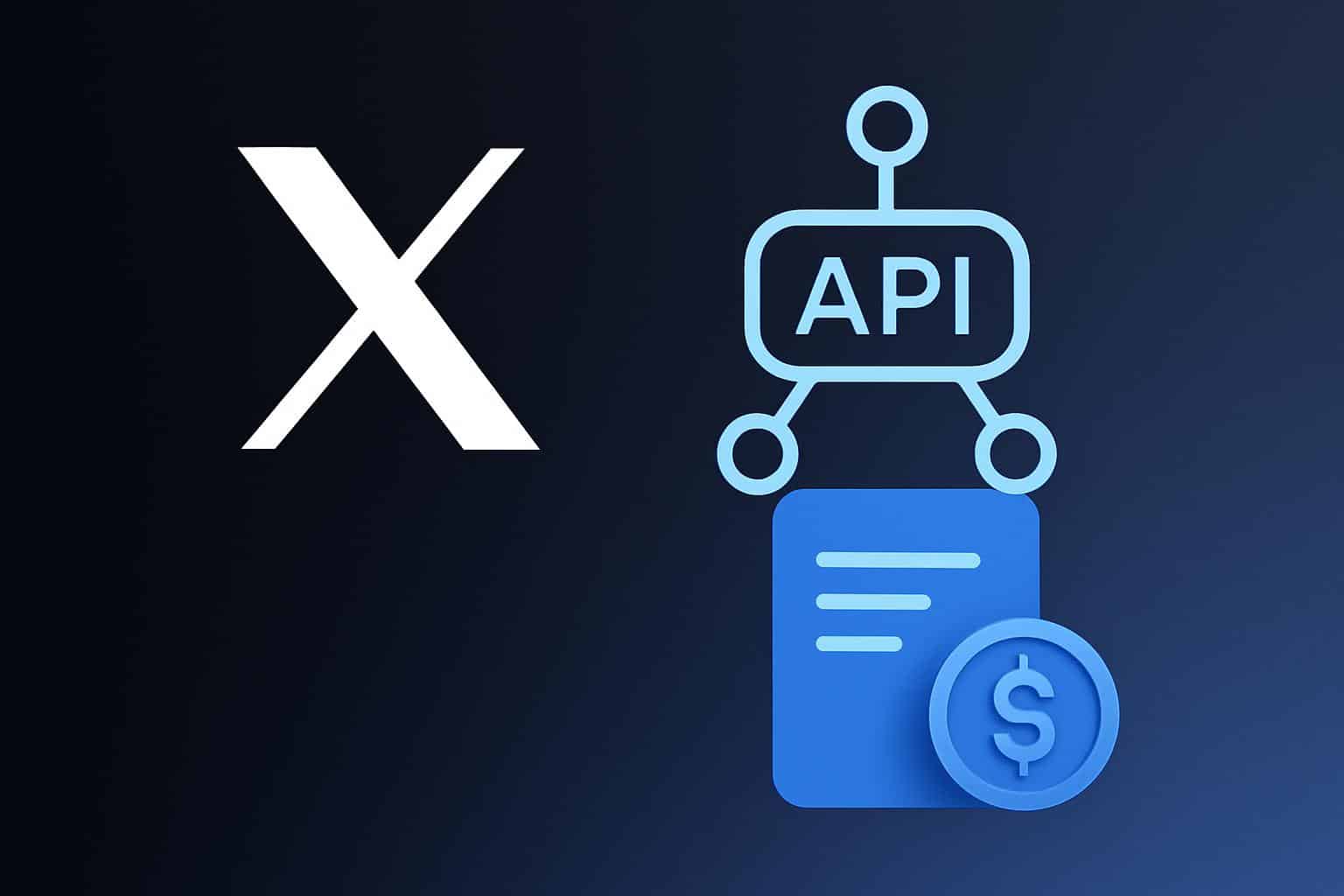 X logo with API pay-per-use pricing concept beyond closed beta