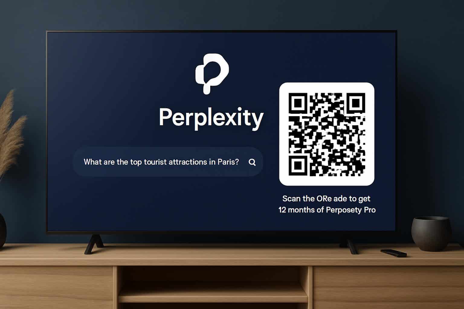 Perplexity AI Pro free access guide on Samsung TV home screen