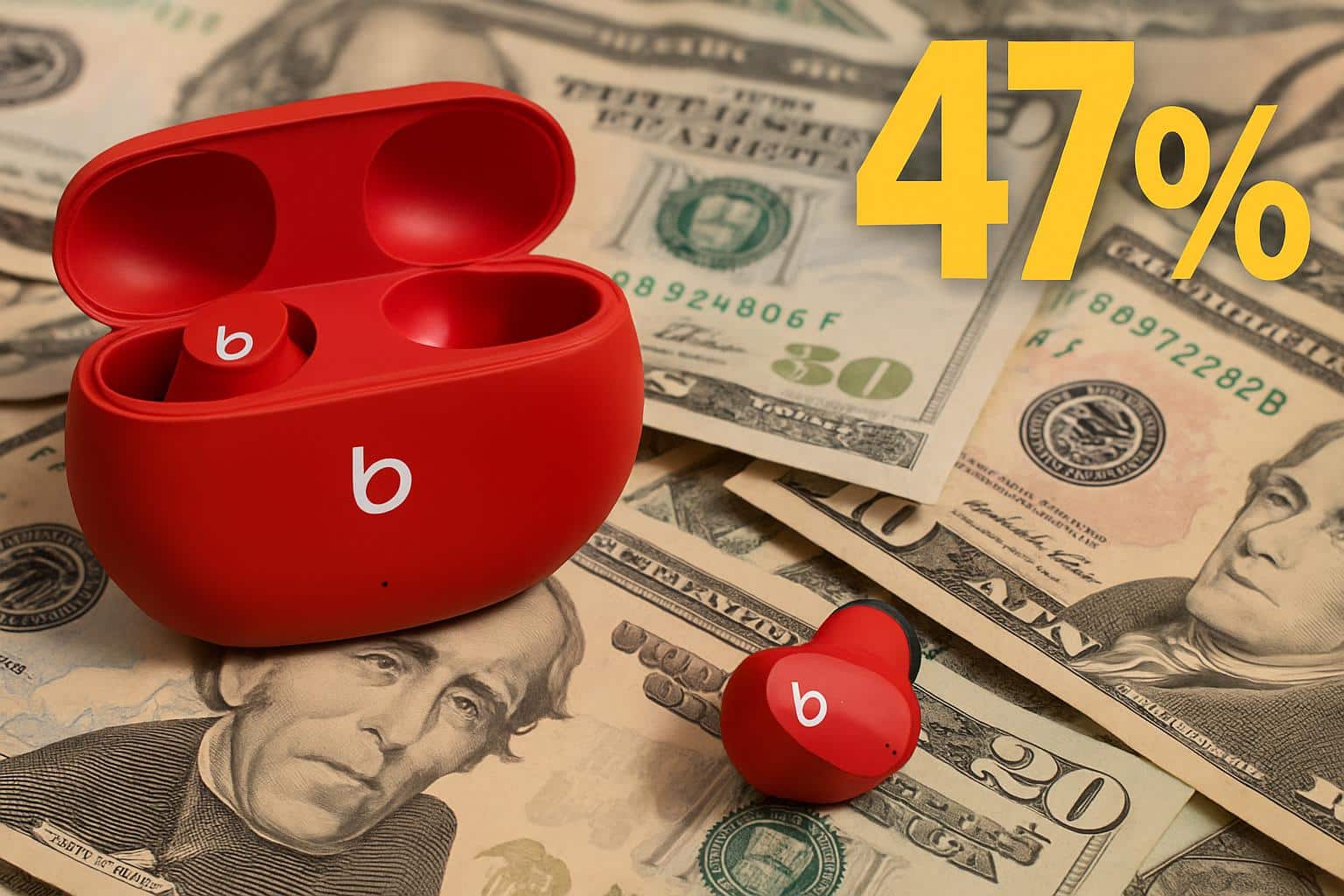 Beats Studio Buds wireless earbuds and case, discounted 47% to about 