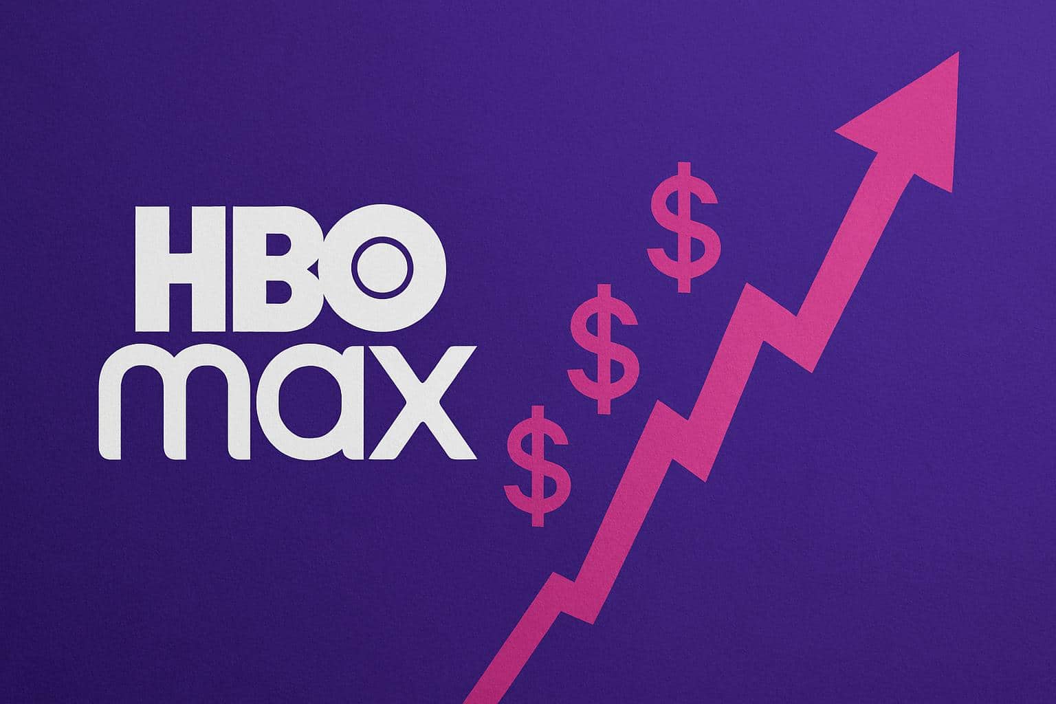 HBO Max streaming service logo with upward arrow indicating monthly subscription price hike