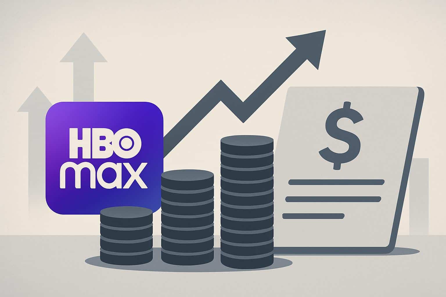 HBO Max logo with upward arrow symbolizing monthly subscription price hike