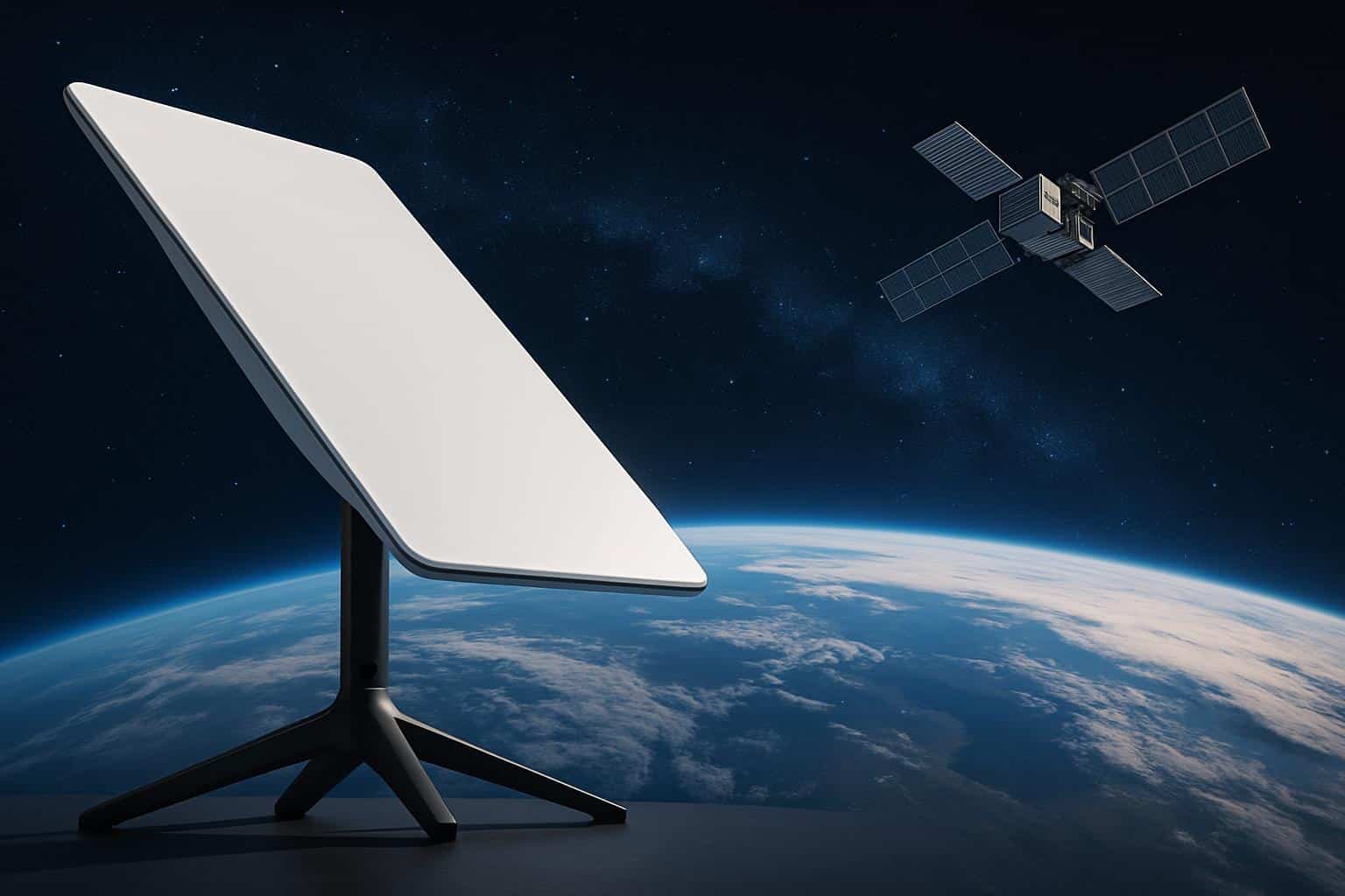 Starlink dish over United States map representing SpaceX free dish expansion