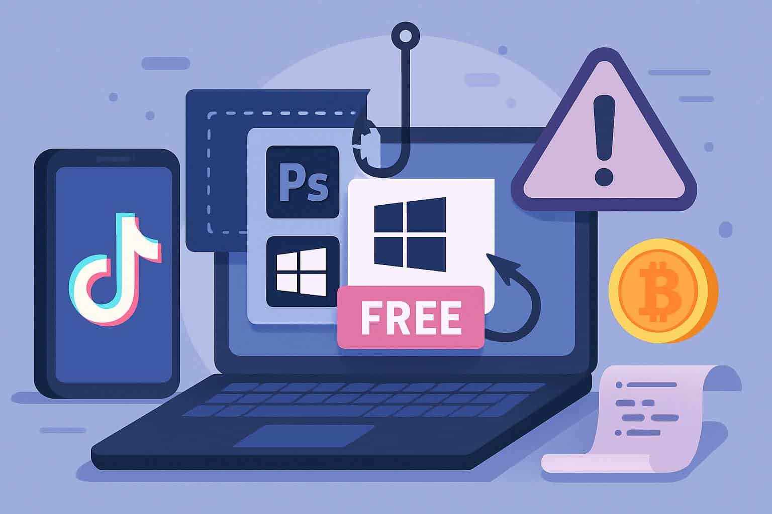 TikTok scam: fake free Photoshop or Windows licenses via phishing links