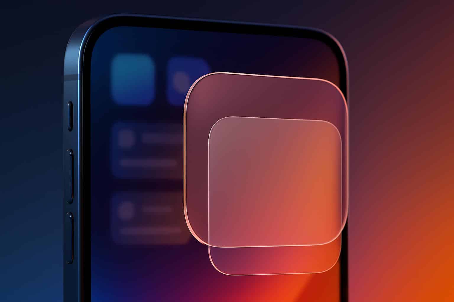 iOS 26 beta showing transparent tinted liquid glass on Apple iPhone display