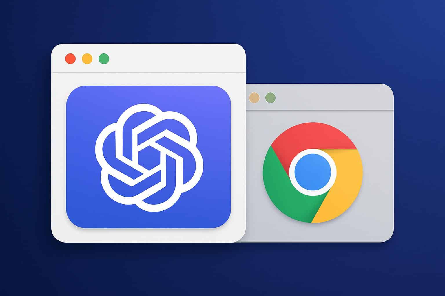 ChatGPT Atlas browser app interface beside Google Chrome logo, highlighting competition