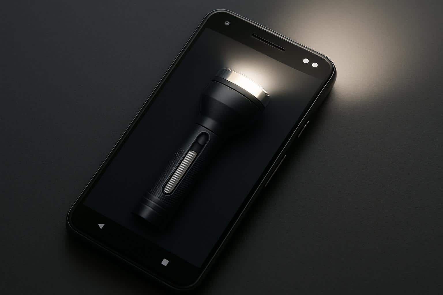 Android flashlight slider UI mimicking a real flashlight