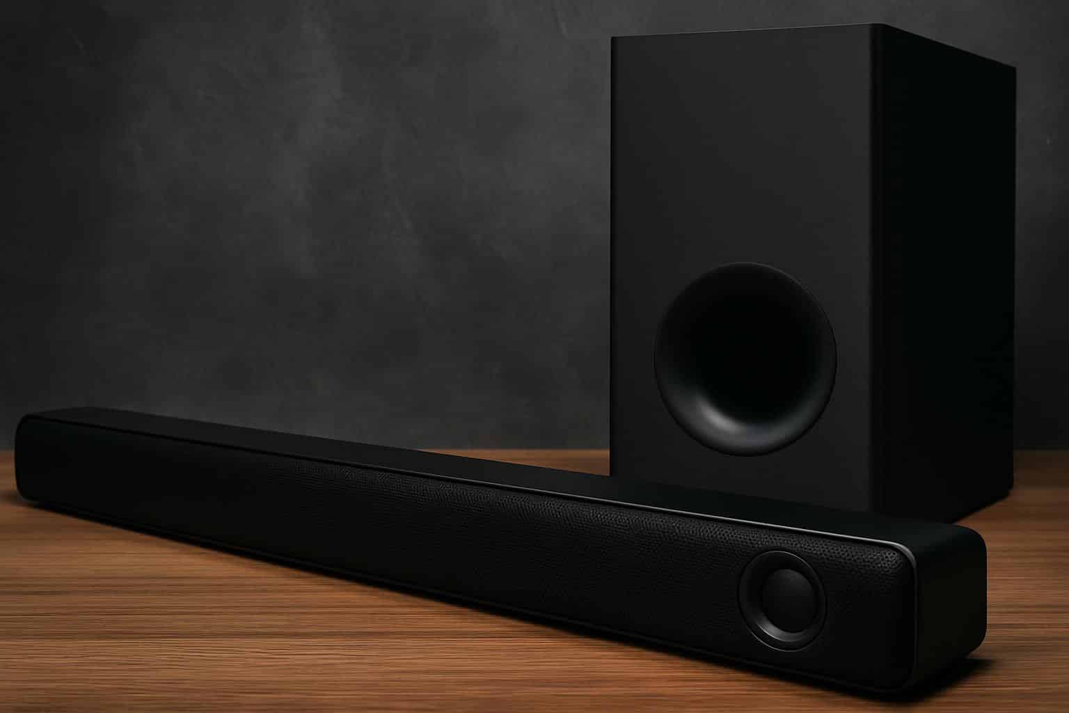 Soundbar and subwoofer under TV for deep bass, budget-friendly deals