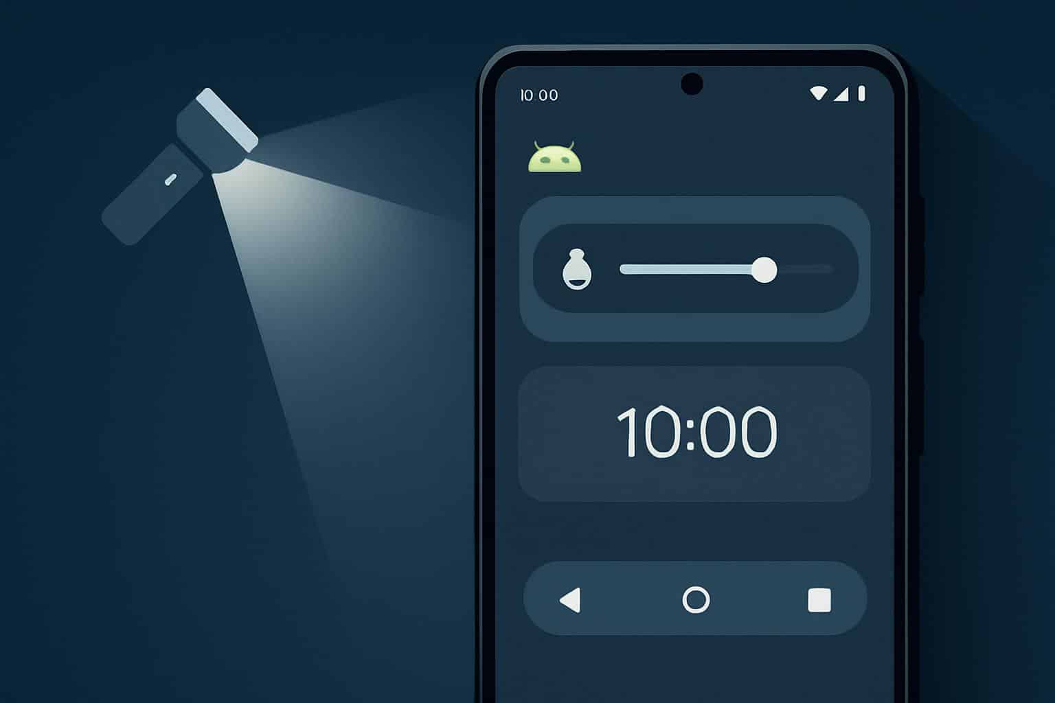 Android Canary 2510 UI with flashlight Quick Settings and navigation tweaks