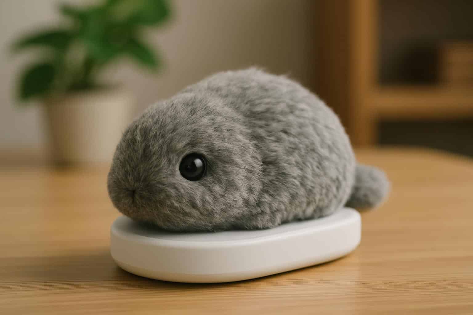 Casio Moflin AI pet companion robot in a home setting for month-long review