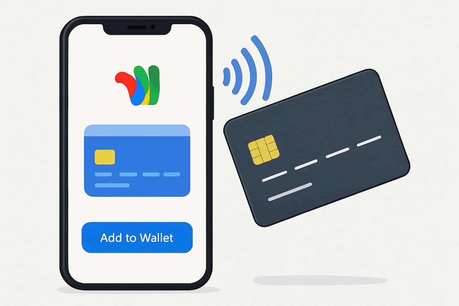 Google Wallet add card screen showing streamlined new payment card setup.