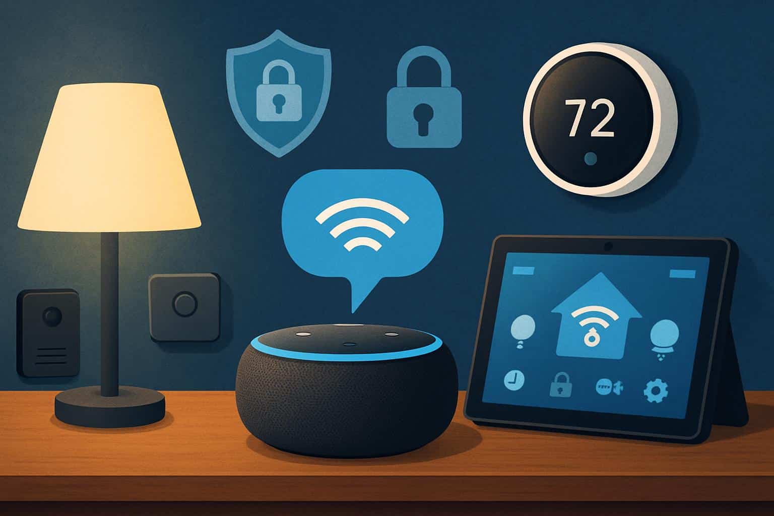 Amazon Echo smart speaker with Alexa listening for voice commands