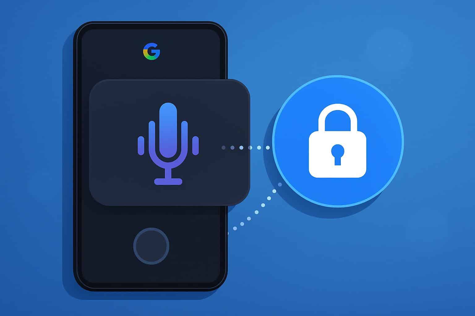 Google Gemini AI mic lock symbol with microphone, signaling natural voice tests