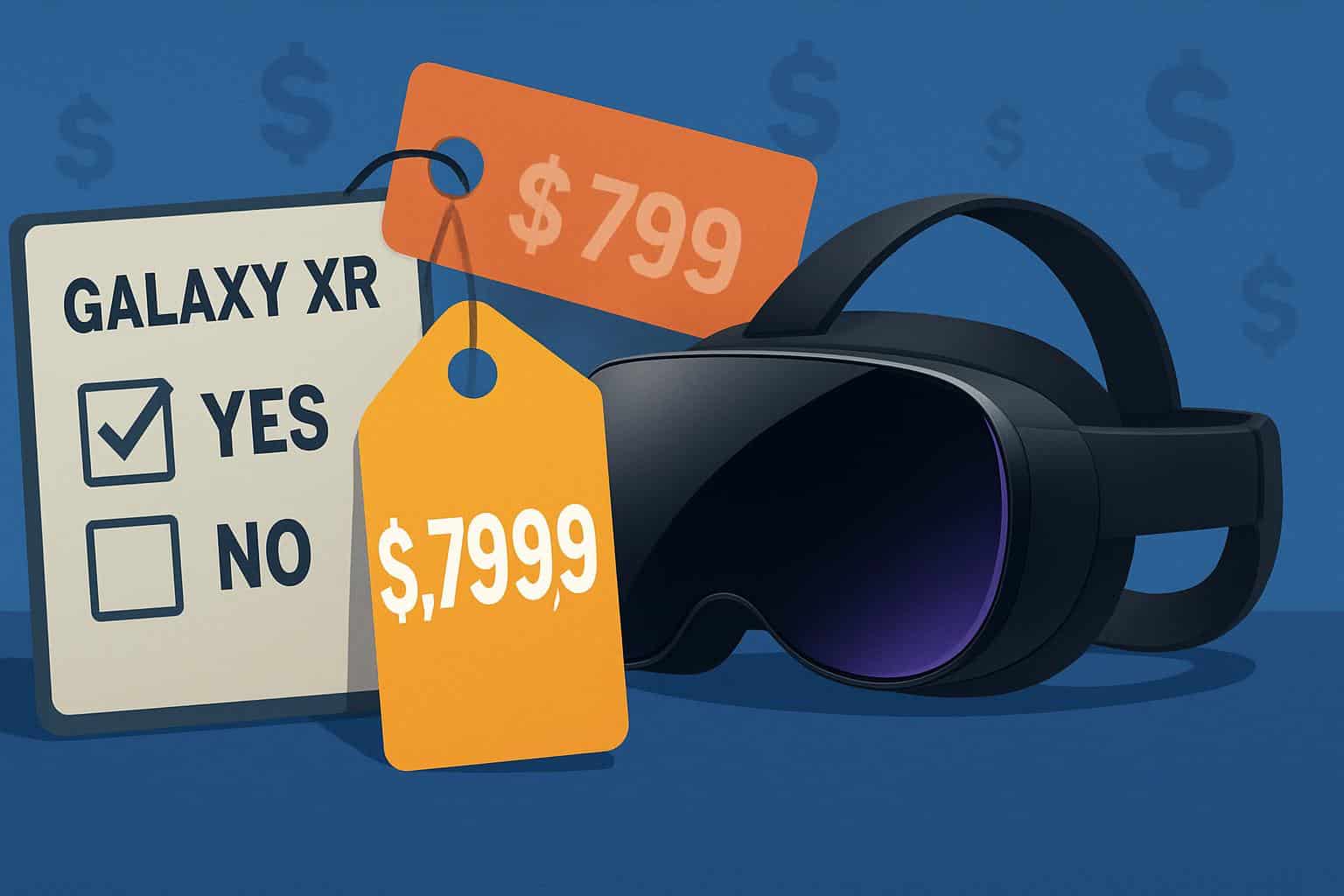 Galaxy XR smartphone price tag beside poll asking if cost is too high