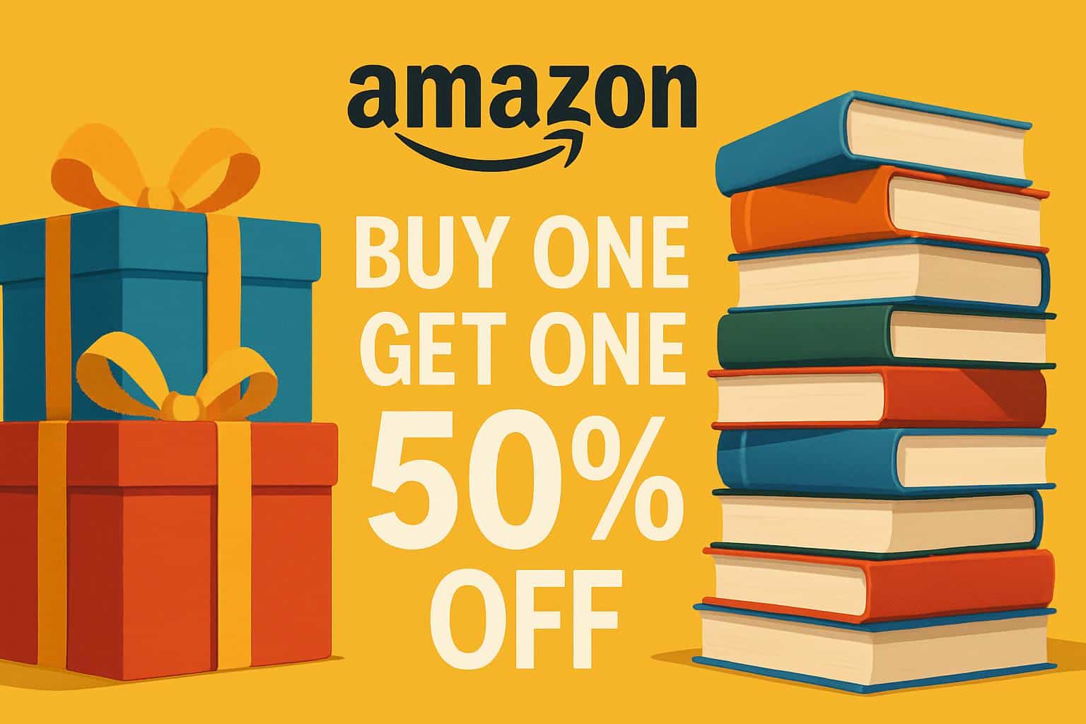 Amazon books sale: buy one, get one 50% off