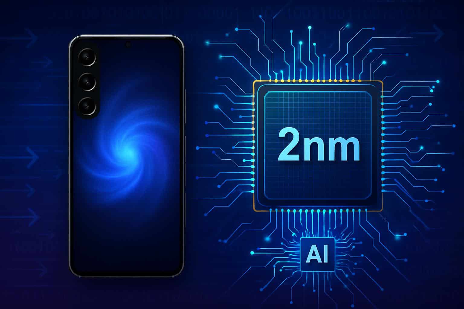 Samsung Galaxy S26 with chipset graphic and speed gauge symbolizing radical performance pivot