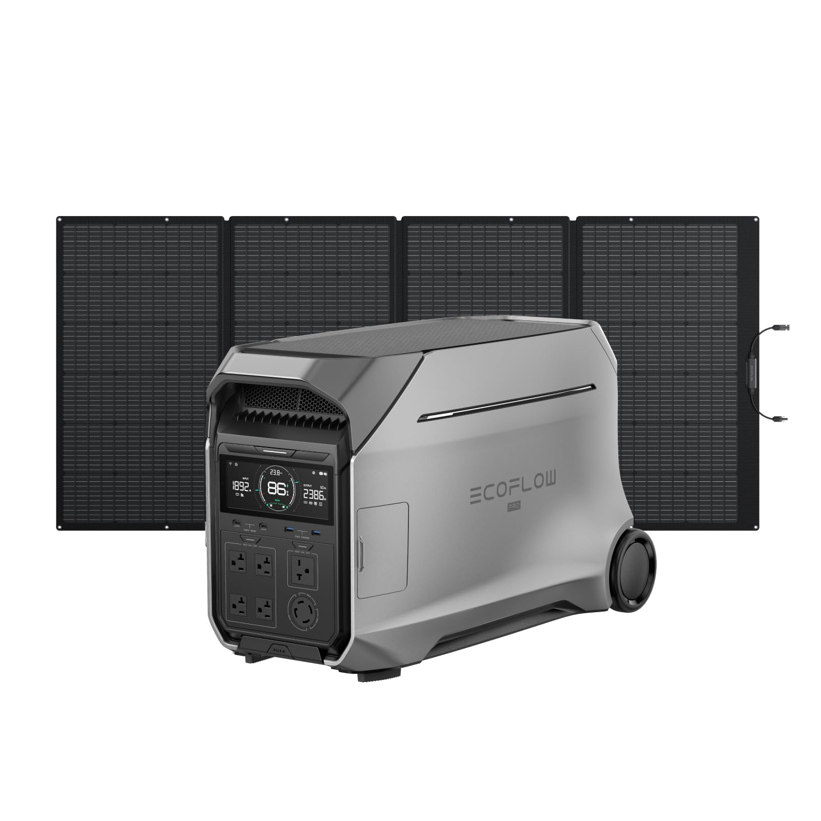 EcoFlow generator highlighted with eco-friendly features and user-focused design elements