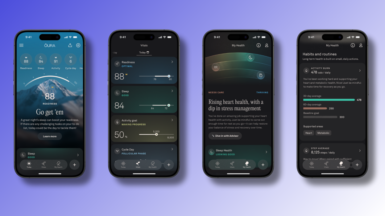 Oura Ring and app UI highlighting new stress tracking features