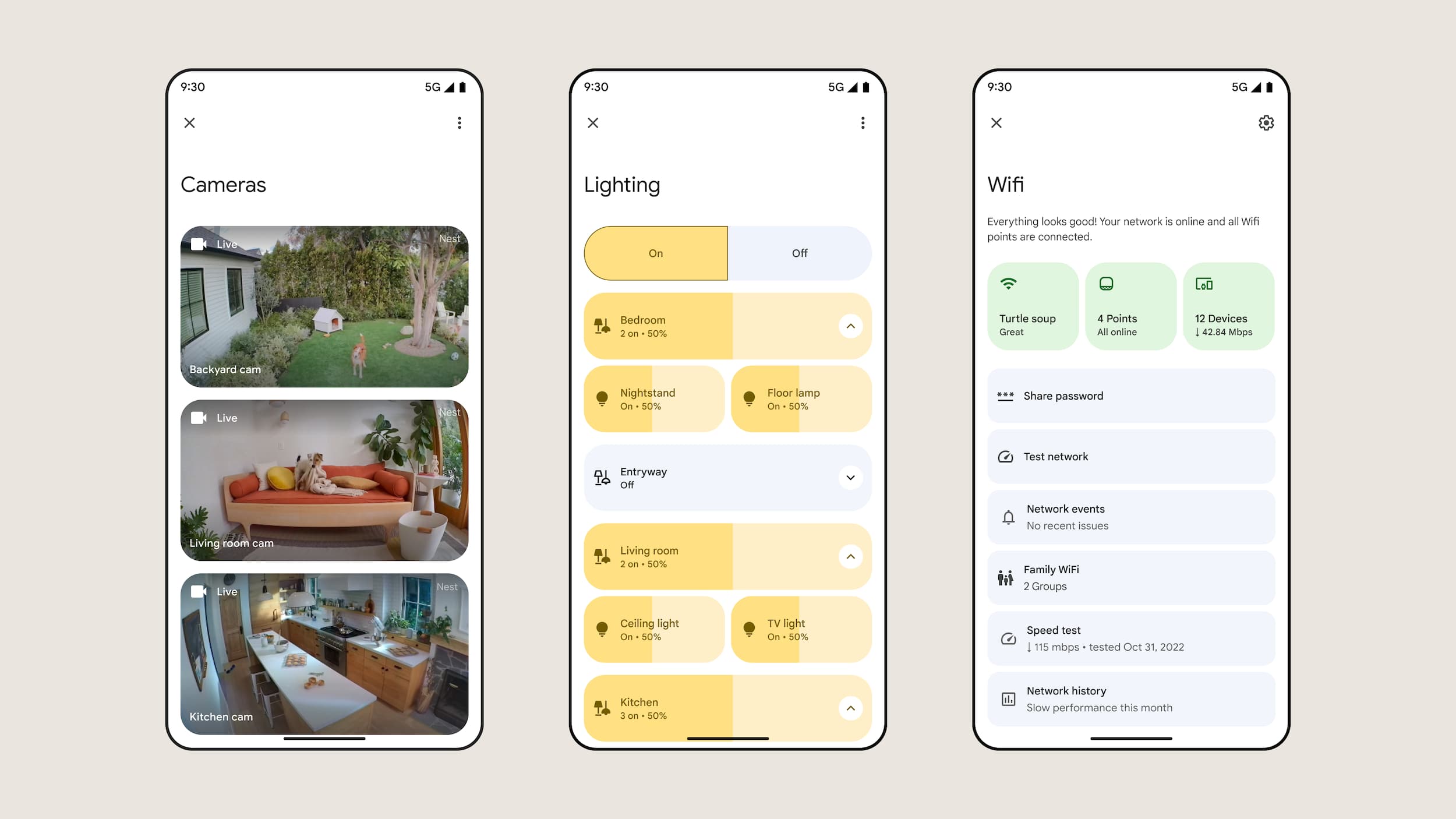 Google Home setup flow preview showing updated app screens and onboarding steps
